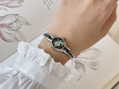 Silver Metal Women's Floral Watch